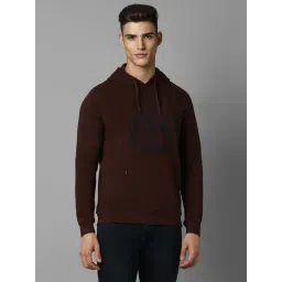 Louis Philippe Wine Cotton Regular Fit Printed Hooded Sweatshirt-picture-36