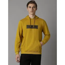 Louis Philippe Yellow Cotton Regular Fit Logo Printed Hooded Sweatshirt-picture-16