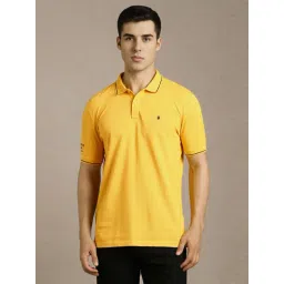 Louis Philippe Yellow Cotton Slim Fit Polo T-Shirt-picture-20