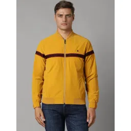 Louis Philippe Yellow Regular Fit Striped Bomber Jacket-picture-17