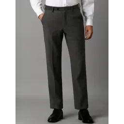 Luxure By Louis Philippe Grey Slim Fit Self Pattern Trousers-picture-12