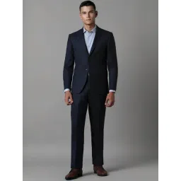 Luxure By Louis Philippe Navy Slim Fit Self Pattern Two Piece Suit-picture-27