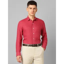 Luxure By Louis Philippe Red Linen Regular Fit Texture Shirt-picture-18