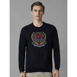 Louis Philippe Sport Graphic Embroidered Pullover Cotton Sweatshirt-picture-17