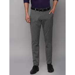 Louis Philippe Sport Grey Slim Fit Self Pattern Trousers-picture-30