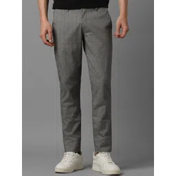 Louis Philippe Sport Men Checked Mid-Rise Slim Fit Trousers-image-29