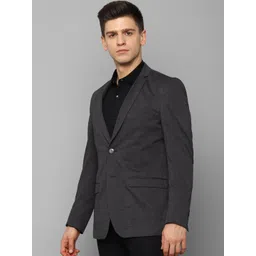 Louis Philippe Sport Men Grey Solid Pure Cotton Single-Breasted Slim-Fit Blazers image 2