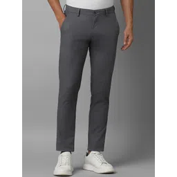 Louis Philippe Sport Men Grey Textured Slim Fit Cotton Regular Trousers-picture-35