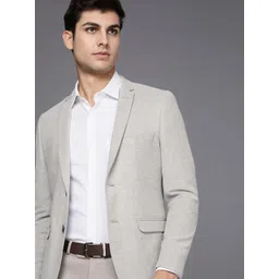 Louis Philippe Sport Men Self-Design Single-Breasted Pure-Cotton Slim-Fit Blazer-image-24