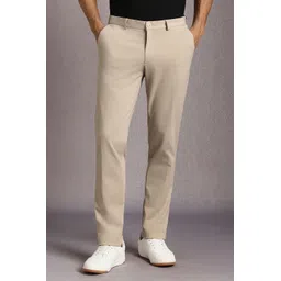 louis philippe sport Men Slim Fit Cream Cotton Blend Trousers-picture-12