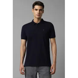 louis philippe sport Men Solid Polo Neck Cotton Blend Navy Blue T-Shirt-picture-10