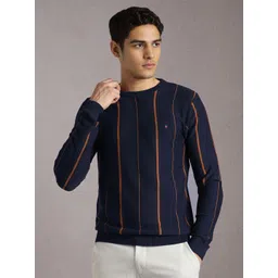 Louis Philippe Sport Men Striped Crew Neck Pure Cotton Pullover Sweater-picture-41