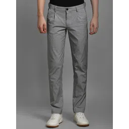 Louis Philippe Sport Men Striped Slim Fit Mid-Rise Pleated Trousers-picture-31