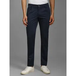 Louis Philippe Sport Men Striped Slim Fit Pleated Trousers-picture-33
