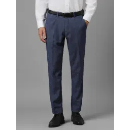 Louis Philippe Sport Navy Slim Fit Checks Trousers-picture-35