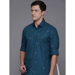 Louis Philippe Sport Slim Fit Brand Logo Printed Pure Cotton Casual Shirt-picture-27