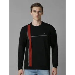 Louis Philippe Sport Striped Round Neck Cotton Sweatshirt image 1