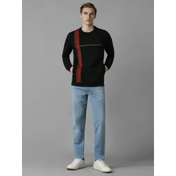 Louis Philippe Sport Striped Round Neck Cotton Sweatshirt image 4