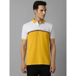 Louis Philippe Sport Yellow Cotton Slim Fit Colour Block Polo T-Shirt-picture-29