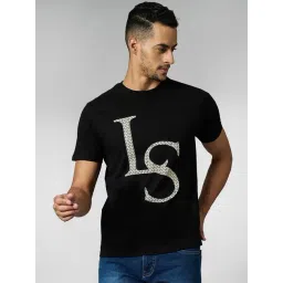 Louis Stitch Black Cotton Regular Fit Printed T-Shirt-picture-34