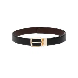 Louis Stitch Black Textured Leather Reversible Belt for Men-picture-37