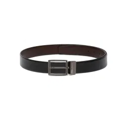 Louis Stitch Black Textured Leather Reversible Belt for Men-picture-43