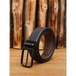 Louis Stitch Black Textured Leather Reversible Belt for Men-picture-14