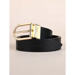Louis Stitch Black Textured Leather Reversible Belt for Men-picture-14