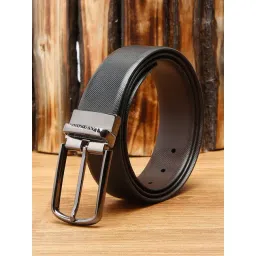 Louis Stitch Black Textured Leather Reversible Belt for Men-picture-17