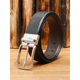 Louis Stitch Black Textured Leather Reversible Belt for Men-picture-22