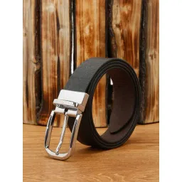 Louis Stitch Black Textured Leather Reversible Belt for Men-picture-23