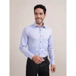 Louis Stitch Blue Cotton Regular Fit Checks Shirt-picture-30