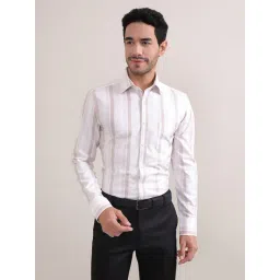 Louis Stitch Brown Cotton Regular Fit Striped Shirt-picture-43