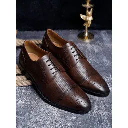 Louis Stitch Brown Italian Leather Dual Tone Patina Formal Derby Shoes-picture-22