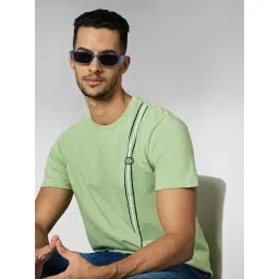 Louis Stitch Green Cotton Regular Fit Solid T-Shirt image 5