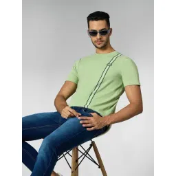 Louis Stitch Green Cotton Regular Fit Solid T-Shirt image 4