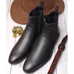 louis stitch Handmade Obsidian Black Chelsea Boots for Riding Biking for Men - RGCL - UK 6 Boots For Men-picture-12