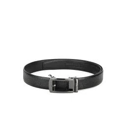 Louis Stitch Jet Black Leather Textured Belt-picture-19