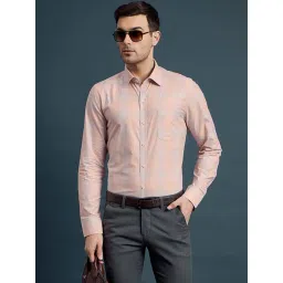 Louis Stitch Light Orange Cotton Regular Fit Checks Shirt-picture-45
