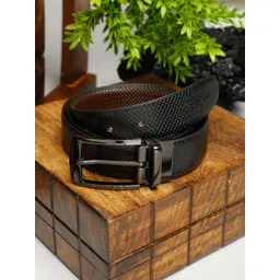 LOUIS STITCH Men Black & Brown Textured Leather Reversible Formal Belt-picture-28