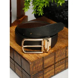 LOUIS STITCH Men Black & Brown Textured Leather Reversible Formal Belt-picture-18