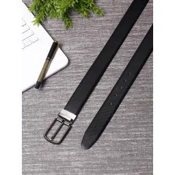 LOUIS STITCH Men Black & Brown Textured Reversible Leather Formal Belt-picture-29