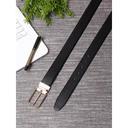 LOUIS STITCH Men Black Textured Leather Formal Belt-image-16