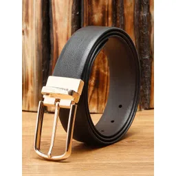 LOUIS STITCH Men Black Textured Leather Formal Belt-image-40