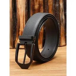 LOUIS STITCH Men Black Textured Leather Formal Belt-picture-23