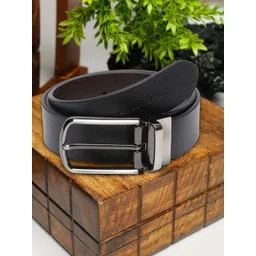 LOUIS STITCH Men Black Textured Leather Formal Belt-image-25