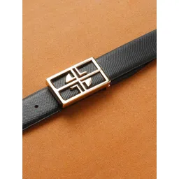 LOUIS STITCH Men Black Textured Leather Formal Belt-picture-14
