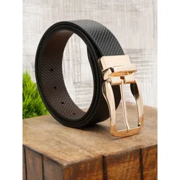 LOUIS STITCH Men Black Textured Leather Reversible Formal Belt-image-48