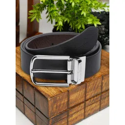 LOUIS STITCH Men Black Textured Leather Reversible Formal Belt-image-49