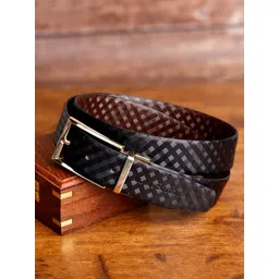 LOUIS STITCH Men Black Textured Leather Reversible Formal Belt-picture-10